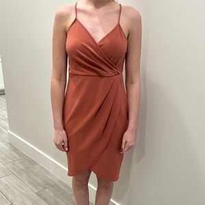 Elegant Rust Wrap Dress